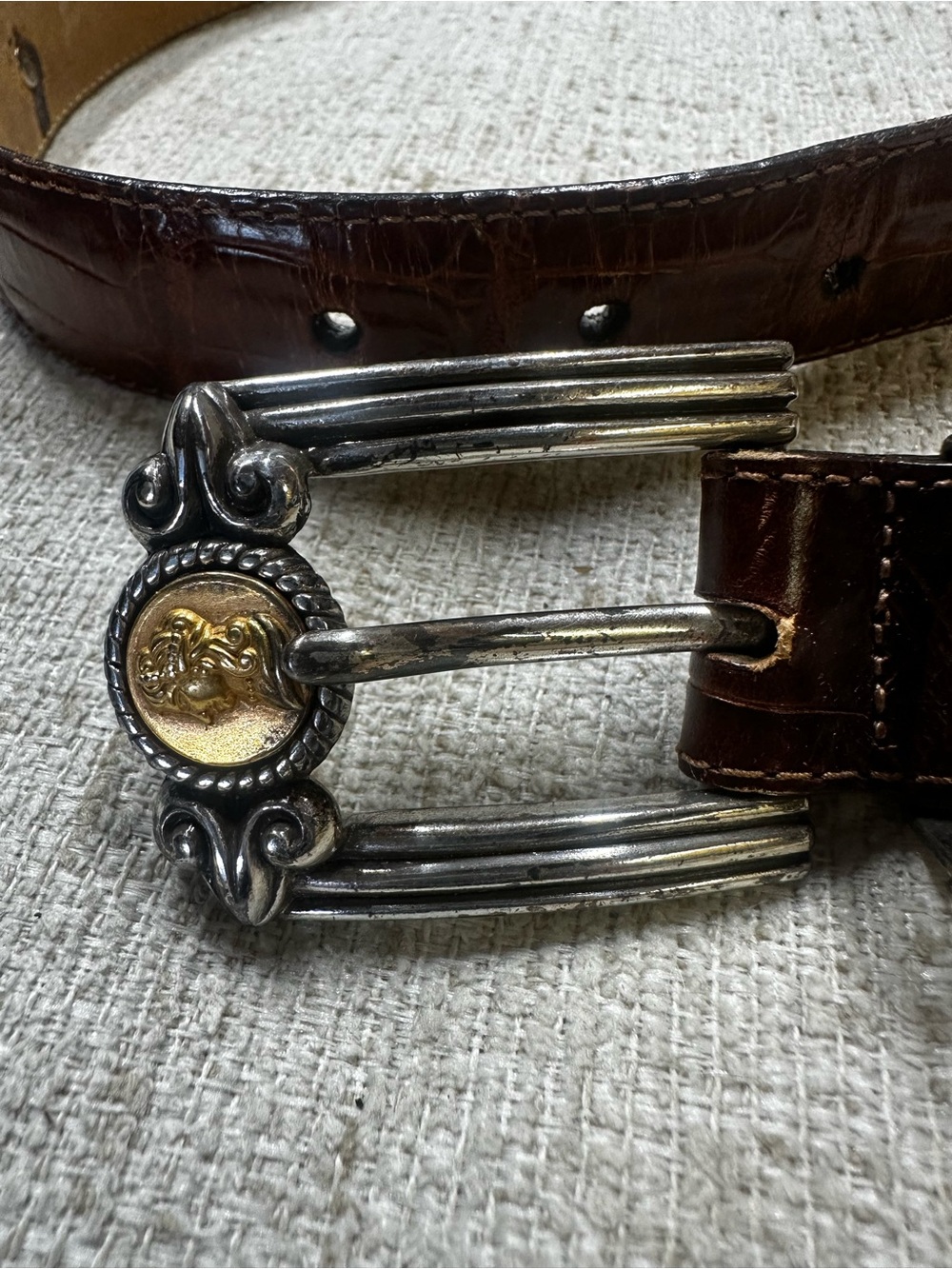 Brighton Dark Brown Leather Belt with Silver Buckle